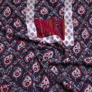 Brown - Block Printed Cotton Ajrakh Kurta Material (2.7 meter) 35