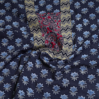 Black - Block Printed Cotton Ajrakh Kurta Material (2.6 meter) 39