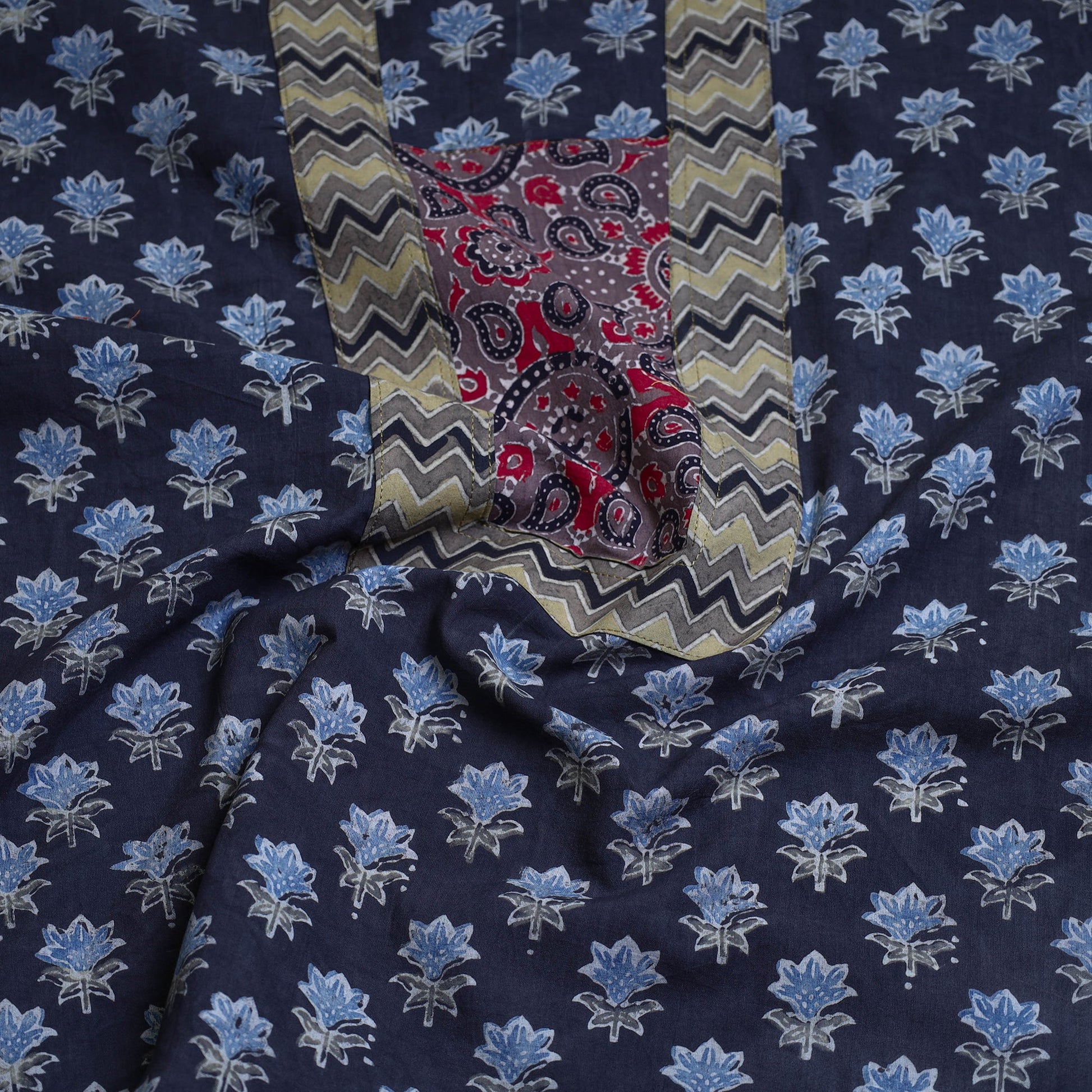 Black - Block Printed Cotton Ajrakh Kurta Material (2.6 meter) 39