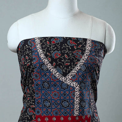 Black - Block Printed Cotton Ajrakh Kurta Material (2.6 meter) 52