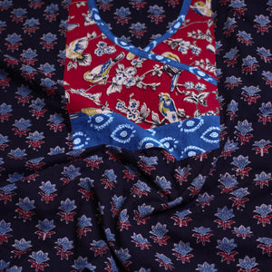 Black - Block Printed Cotton Ajrakh Kurta Material (2.5 meter) 44