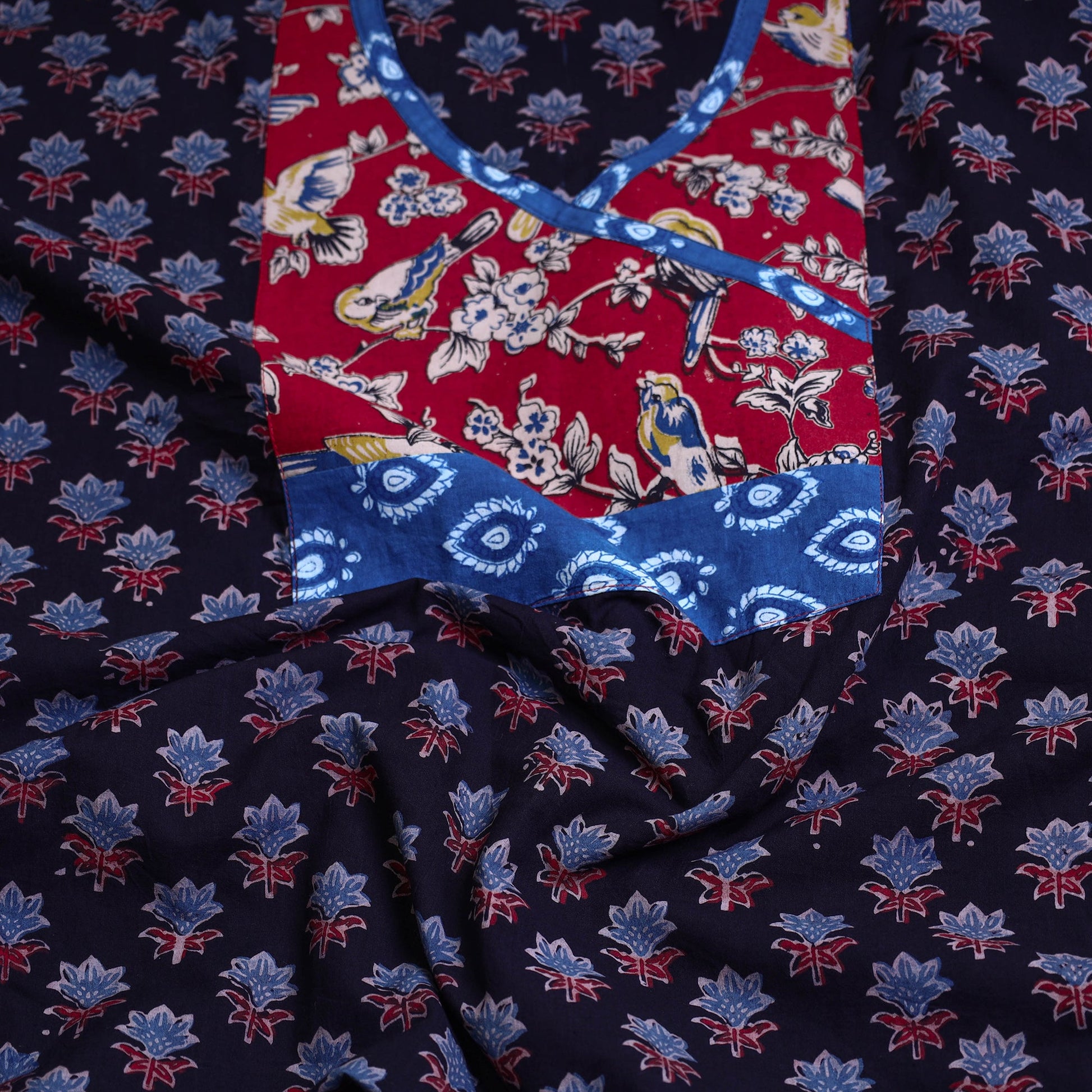 Black - Block Printed Cotton Ajrakh Kurta Material (2.5 meter) 44