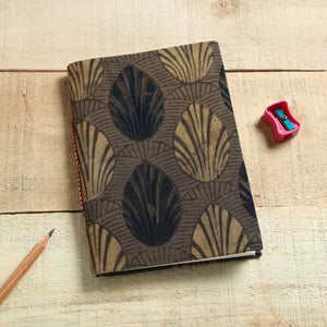 Brown - Ajrakh Fabric Cover Handmade Paper Notebook (7 x 5 in)