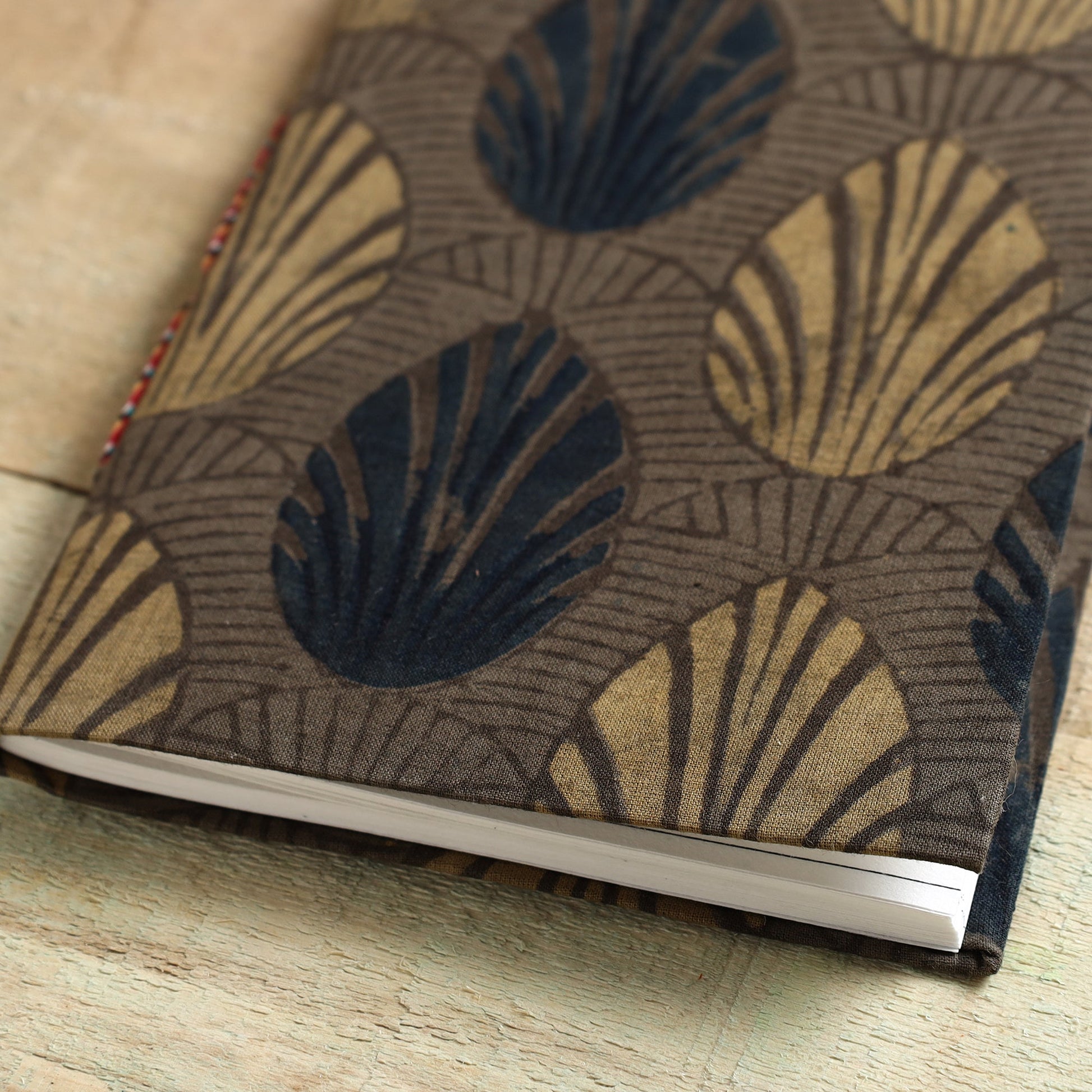 Brown - Ajrakh Fabric Cover Handmade Paper Notebook (7 x 5 in)