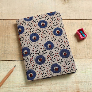 Beige - Ajrakh Fabric Cover Handmade Paper Notebook (7 x 5 in)