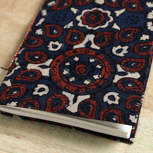 Blue - Ajrakh Fabric Cover Handmade Paper Notebook (7 x 5 in)
