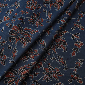 Blue - Ajrakh Hand Block Printed Natural Dyed Mul Cotton Fabric 03