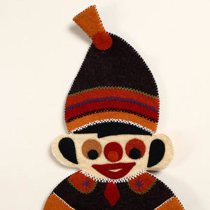 Black - Hand Felted Pure Wool Namda Joker Wall Hanging (27 in x 11 in)