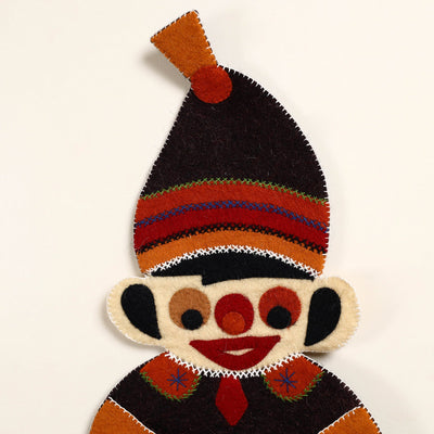 Black - Hand Felted Pure Wool Namda Joker Wall Hanging (27 in x 11 in)