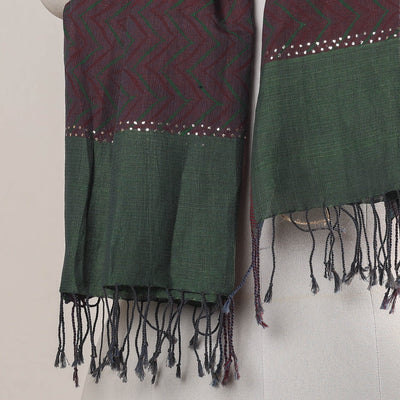 Brown - Karomi Jamdani Handwoven Silk Stole from Bengal