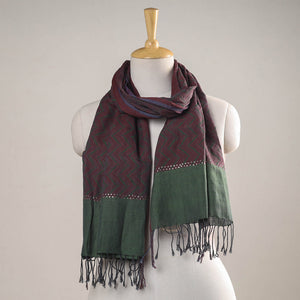 Brown - Karomi Jamdani Handwoven Silk Stole from Bengal