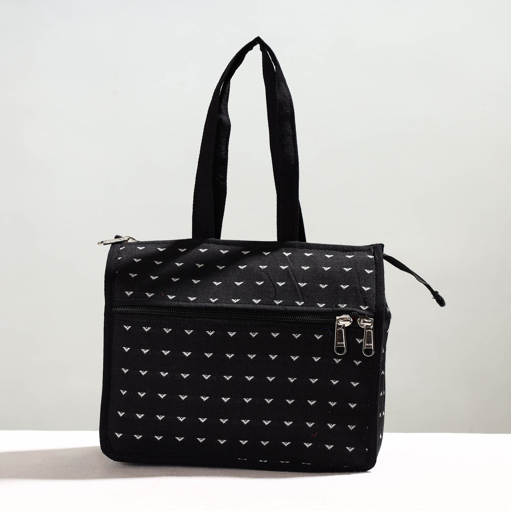 Black - Handcrafted Jacquard Cotton Hand Bag