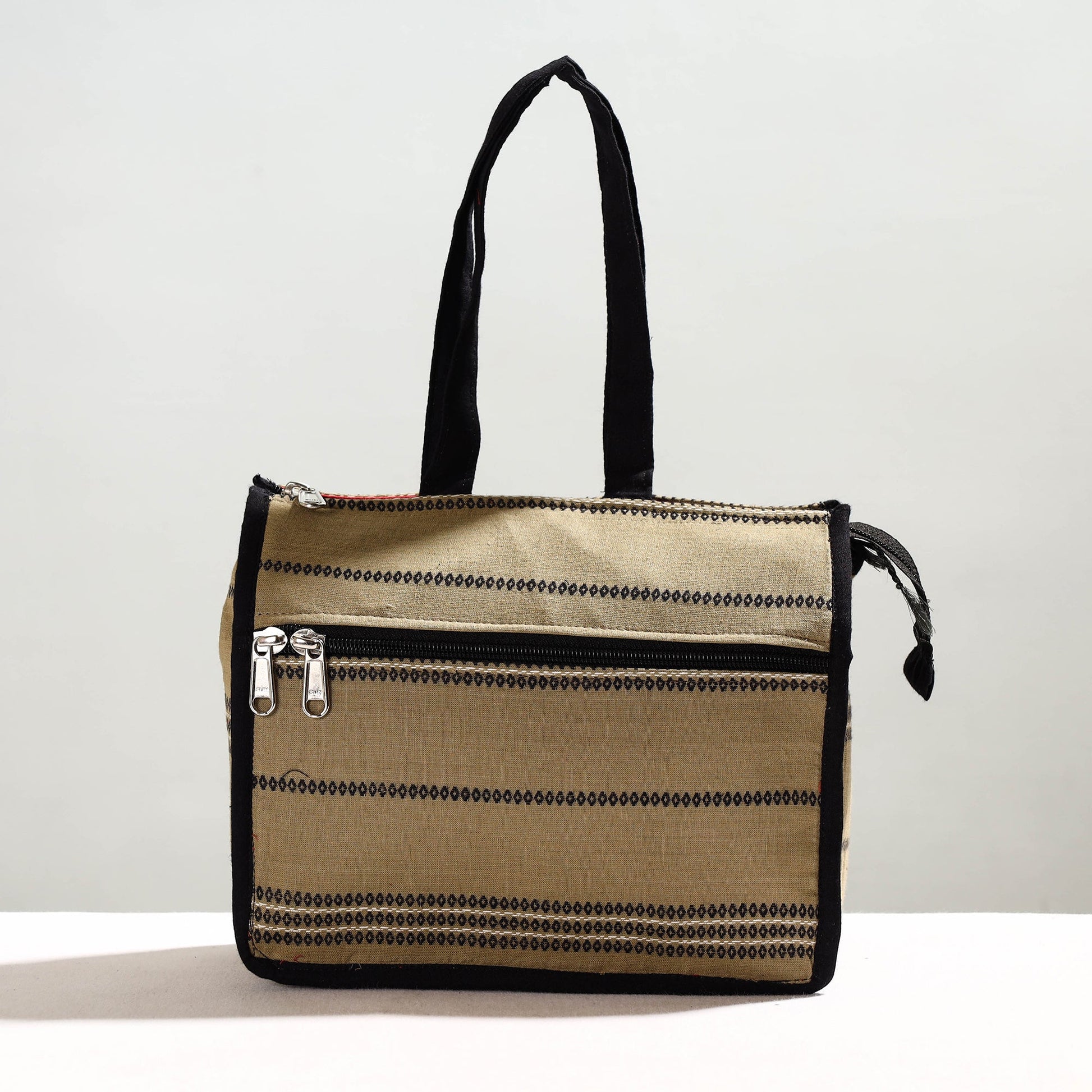 Brown - Handcrafted Jacquard Cotton Hand Bag