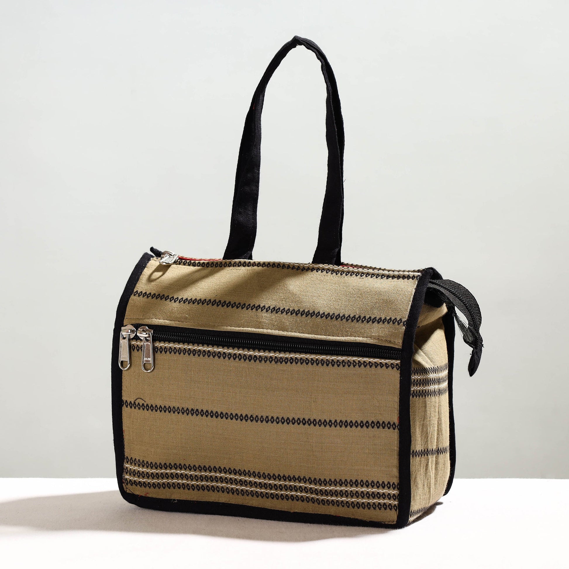 Brown - Handcrafted Jacquard Cotton Hand Bag
