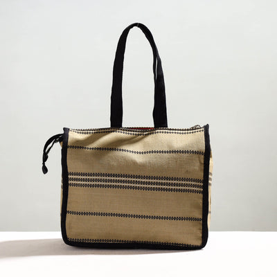 Brown - Handcrafted Jacquard Cotton Hand Bag