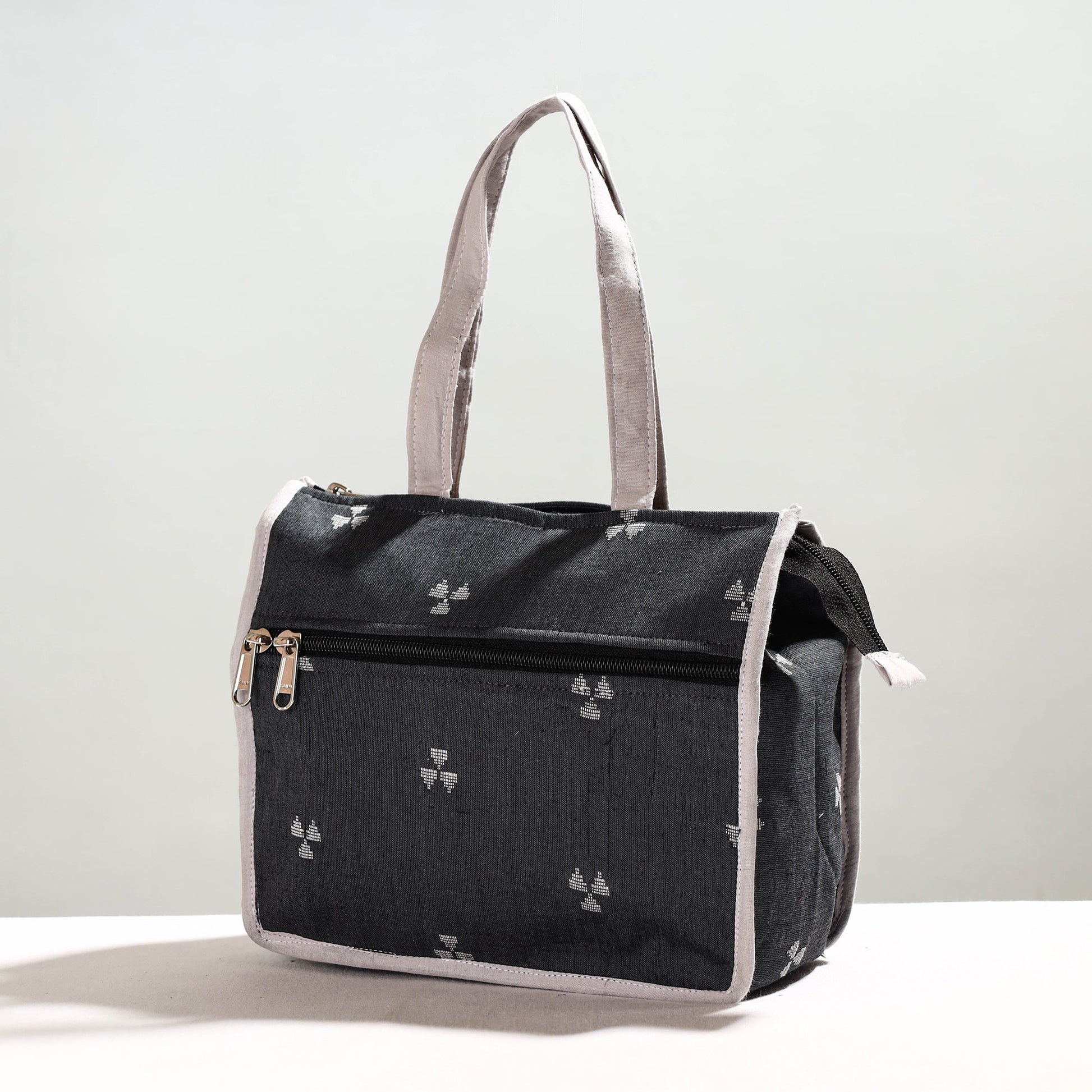 Black - Handcrafted Jacquard Cotton Hand Bag