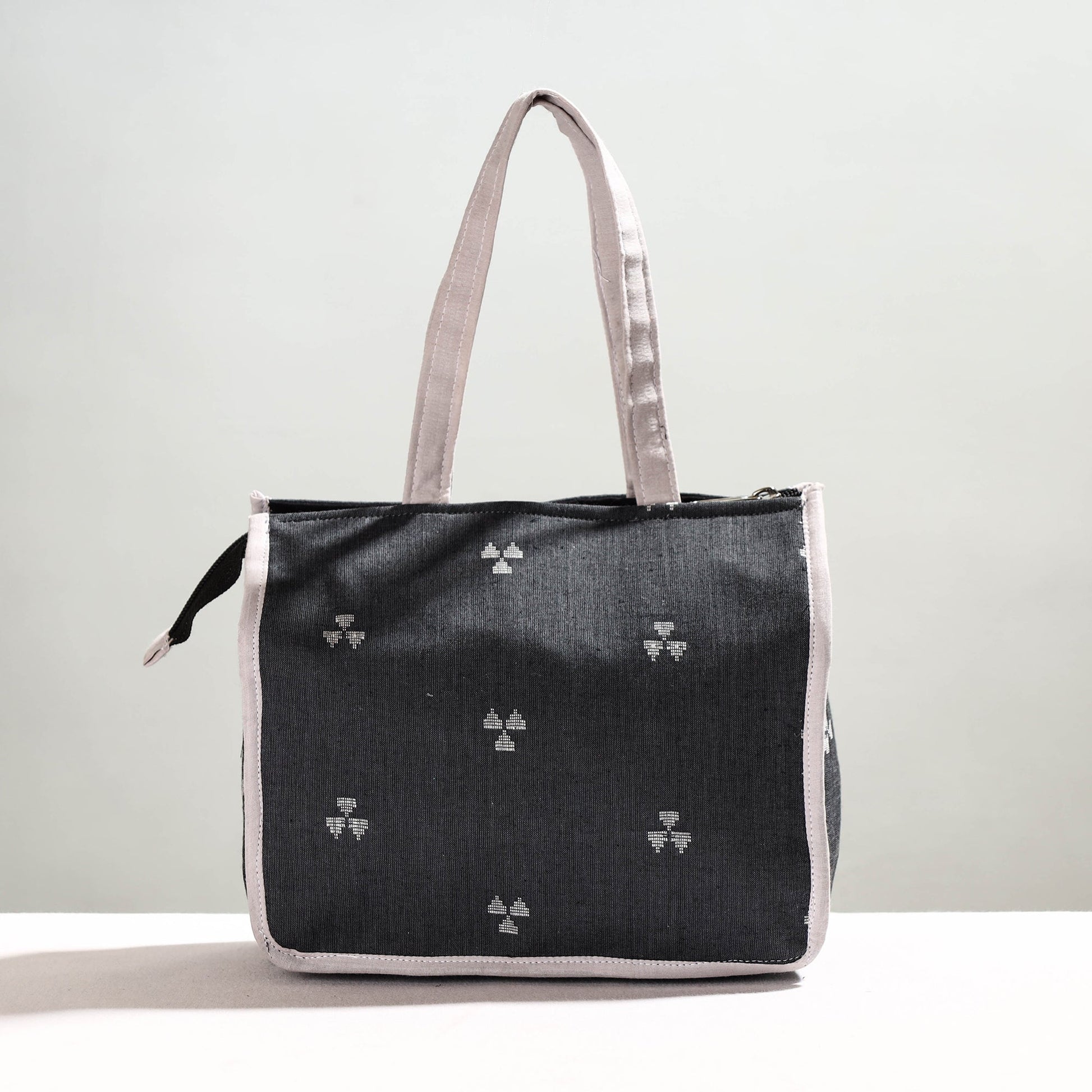 Black - Handcrafted Jacquard Cotton Hand Bag
