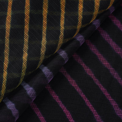 Black - Leheriya Tie-Dye Kota Doria Cotton Fabric 04