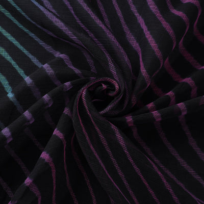 Black - Leheriya Tie-Dye Kota Doria Cotton Fabric 04