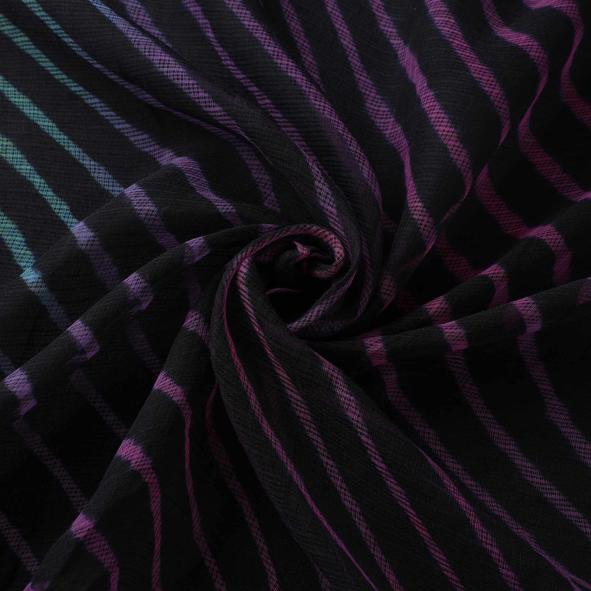 Black - Leheriya Tie-Dye Kota Doria Cotton Fabric 04
