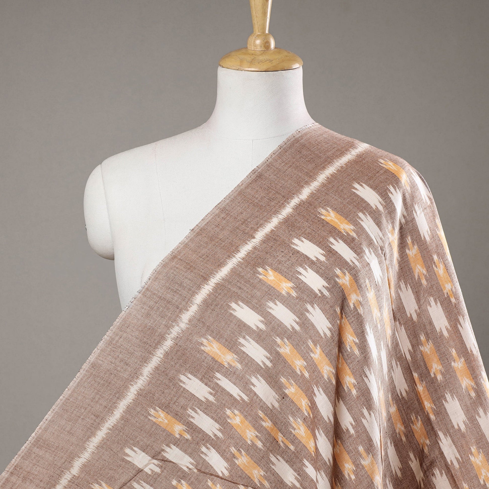 Brown - Maniabandha Ikat Weave Handloom Cotton Fabric