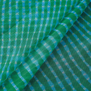 Green - Leheriya Tie-Dye Mothra Kota Doria Silk Fabric 15