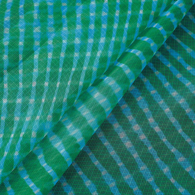 Green - Leheriya Tie-Dye Mothra Kota Doria Silk Fabric 15