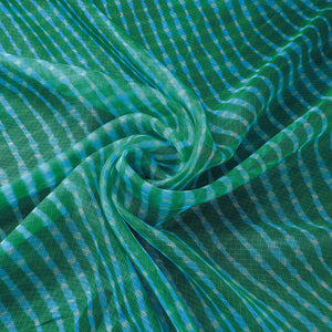 Green - Leheriya Tie-Dye Mothra Kota Doria Silk Fabric 15