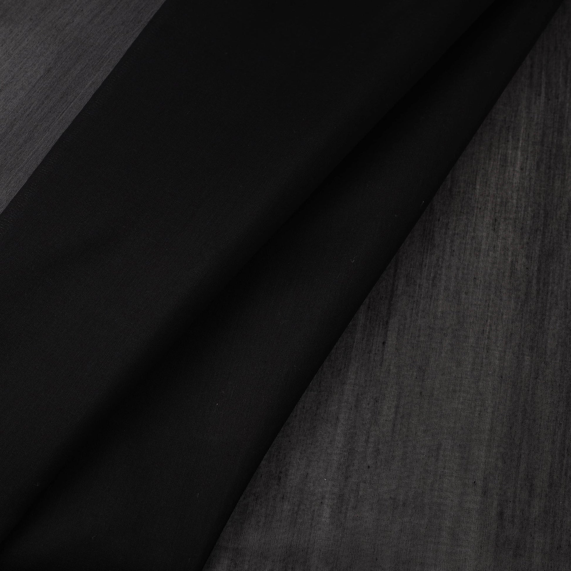 Black - Traditional Chanderi Silk Cotton Handloom Fabric 03