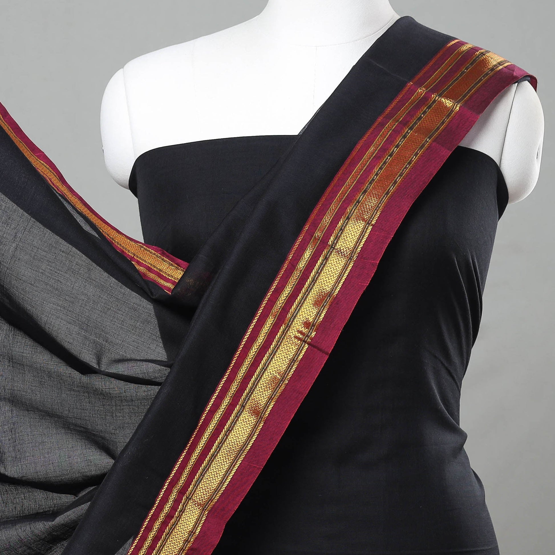 Black - 3pc Dharwad Cotton Suit Material Set 54
