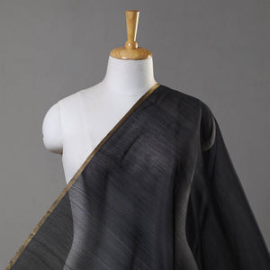 Black - Traditional Chanderi Silk Cotton Handloom Fabric 03