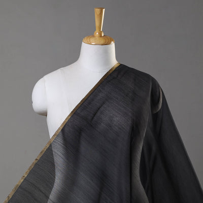 Black - Traditional Chanderi Silk Cotton Handloom Fabric 03