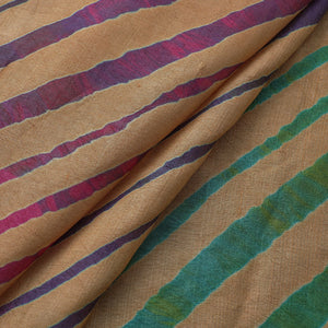 Brown - Leheriya Tie-Dye Tussar Silk Handloom Fabric 83