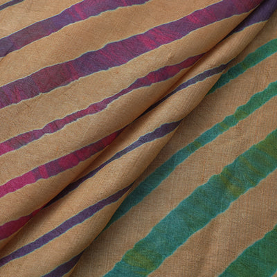 Brown - Leheriya Tie-Dye Tussar Silk Handloom Fabric 83