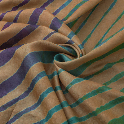 Brown - Leheriya Tie-Dye Tussar Silk Handloom Fabric 83
