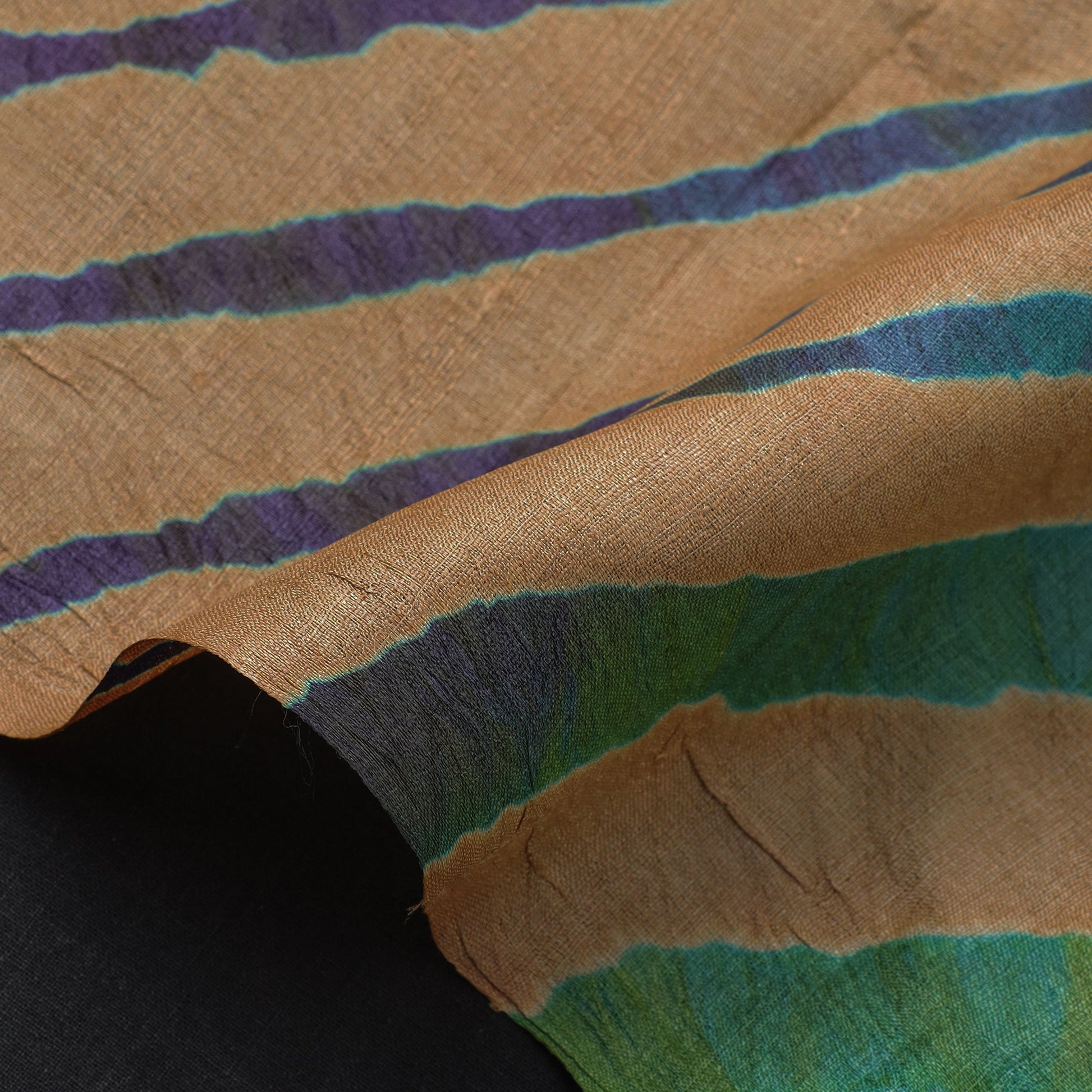 Brown - Leheriya Tie-Dye Tussar Silk Handloom Fabric 83