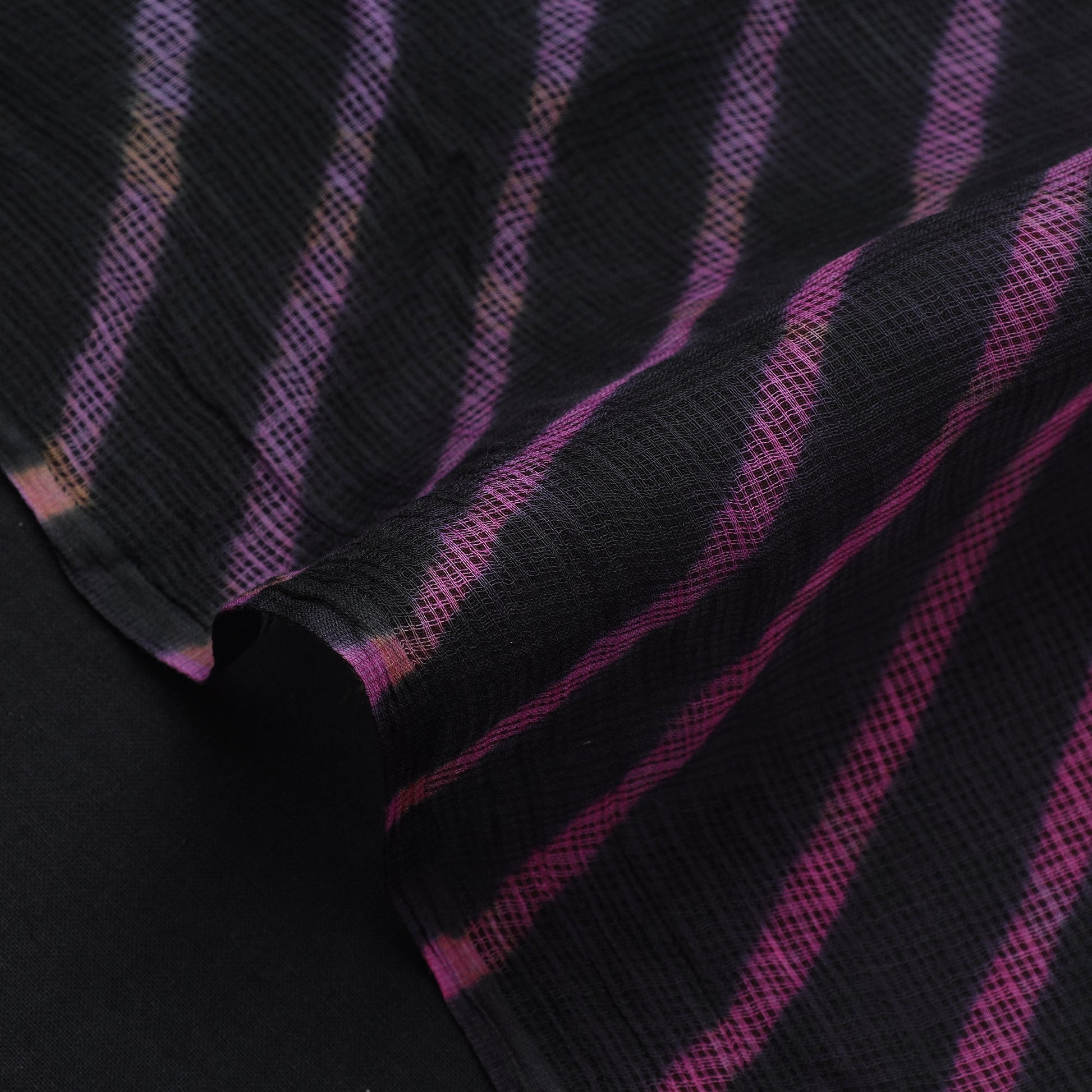 Black - Leheriya Tie-Dye Kota Doria Cotton Fabric 95