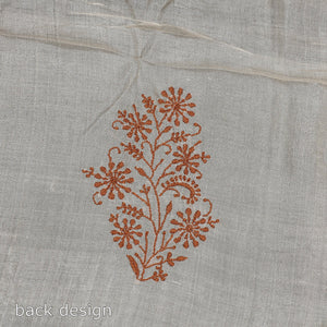 Beige - Lucknow Chikankari Hand Embroidery Tussar Silk Handloom Kurta Material - 2.8 Meter