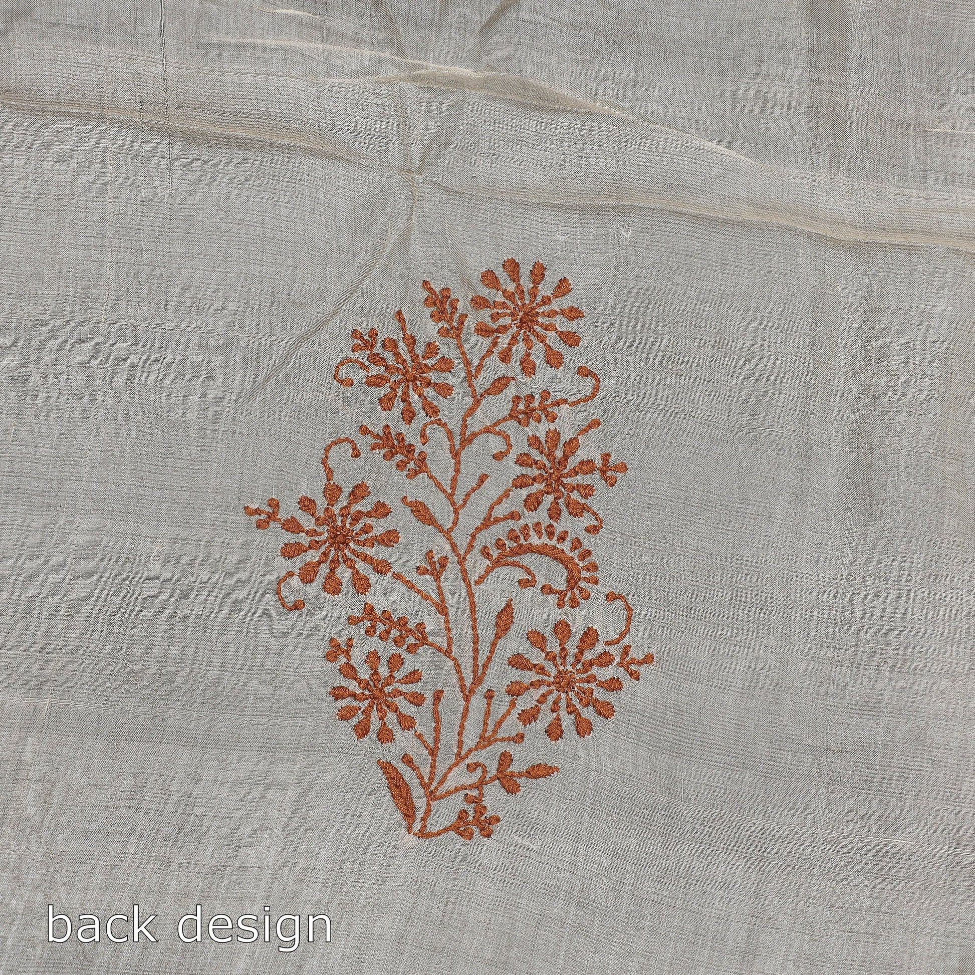 Beige - Lucknow Chikankari Hand Embroidery Tussar Silk Handloom Kurta Material - 2.8 Meter
