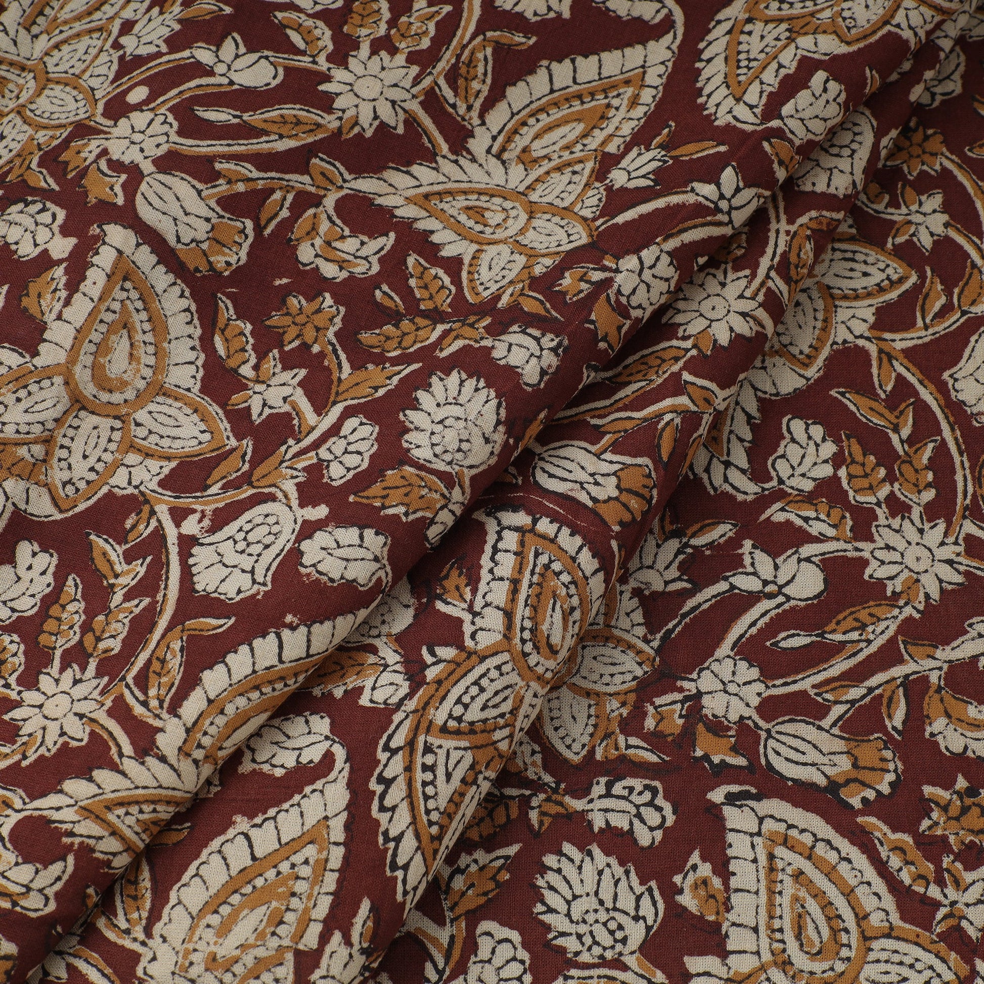 Brown - Bagru Block Print Cotton Fabric 37