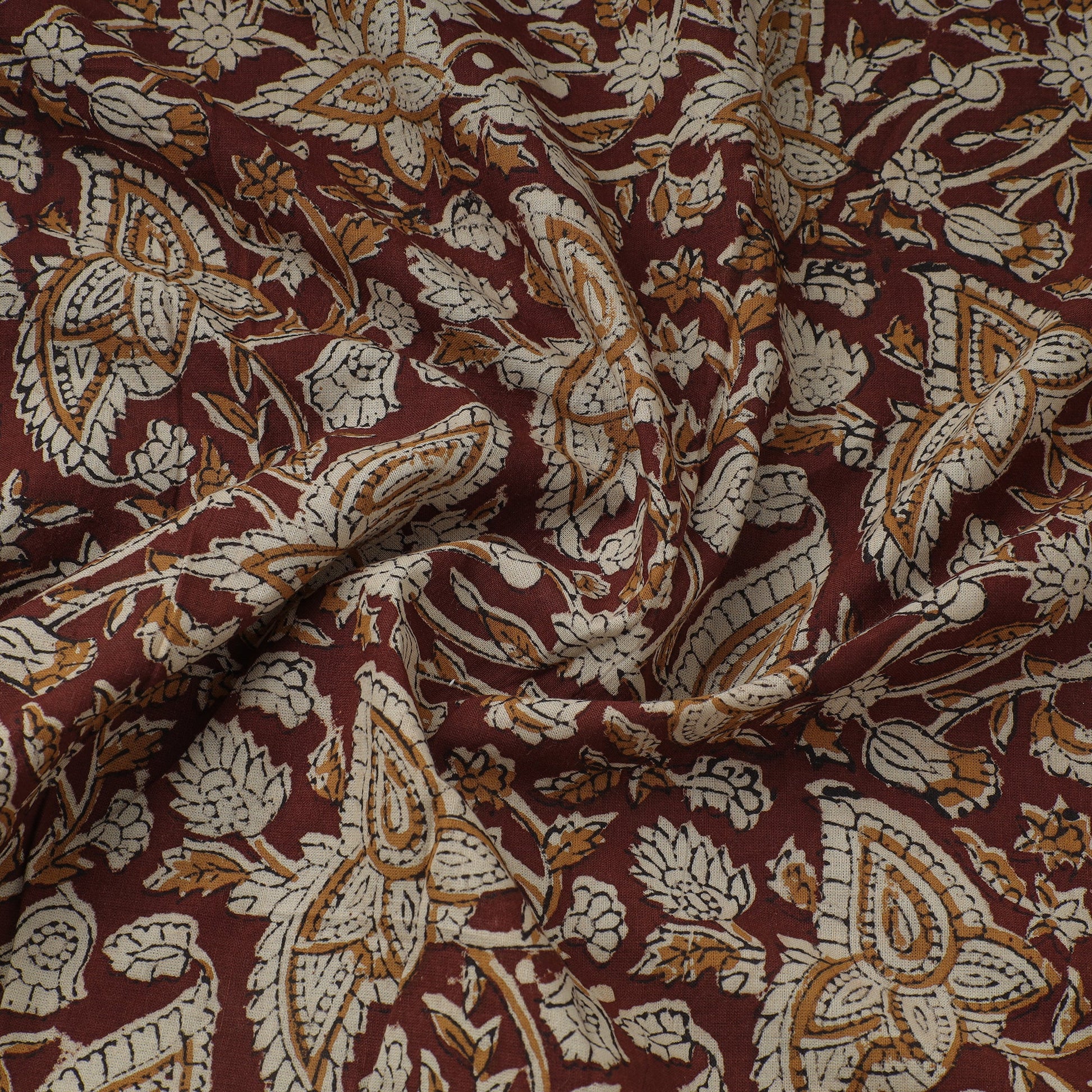 Brown - Bagru Block Print Cotton Fabric 37