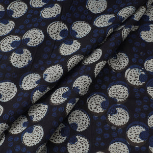 Blue - Dabu Bagru Block Print Cotton Fabric 35