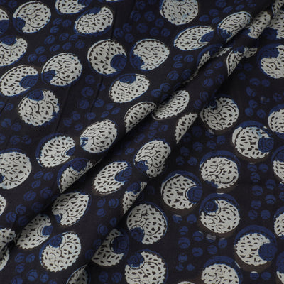 Blue - Dabu Bagru Block Print Cotton Fabric 35