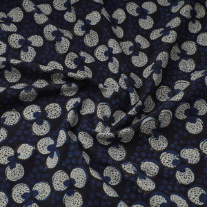 Blue - Dabu Bagru Block Print Cotton Fabric 35