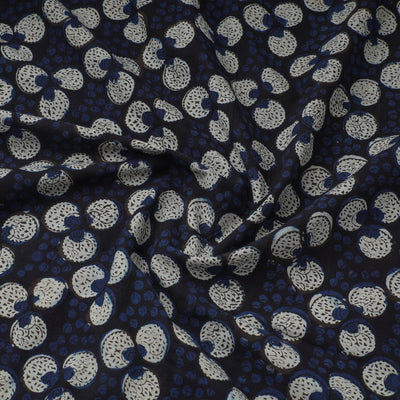 Blue - Dabu Bagru Block Print Cotton Fabric 35