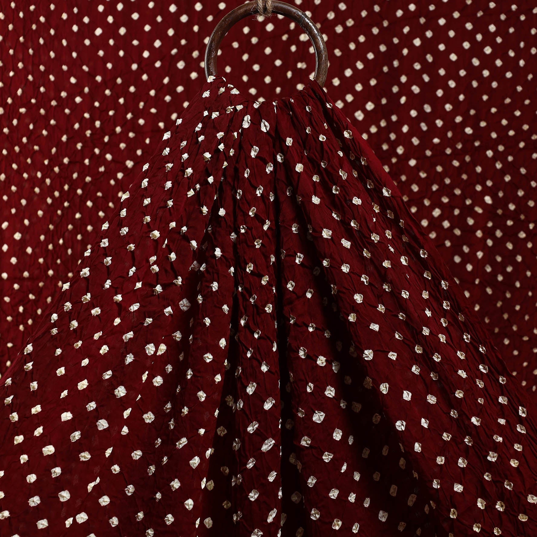 Brown - Kutch Tie-Dye Modal Silk Bandhani Fabric 05