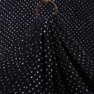 Black - Kutch Tie-Dye Modal Silk Bandhani Fabric 16