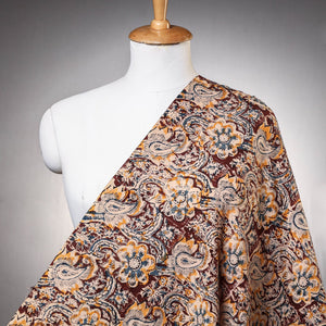 Brown - Block Printed Cotton Washed Kalamkari Fabric