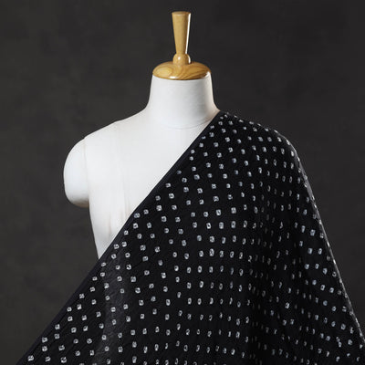 Black - Kutch Tie-Dye Modal Silk Bandhani Fabric 16