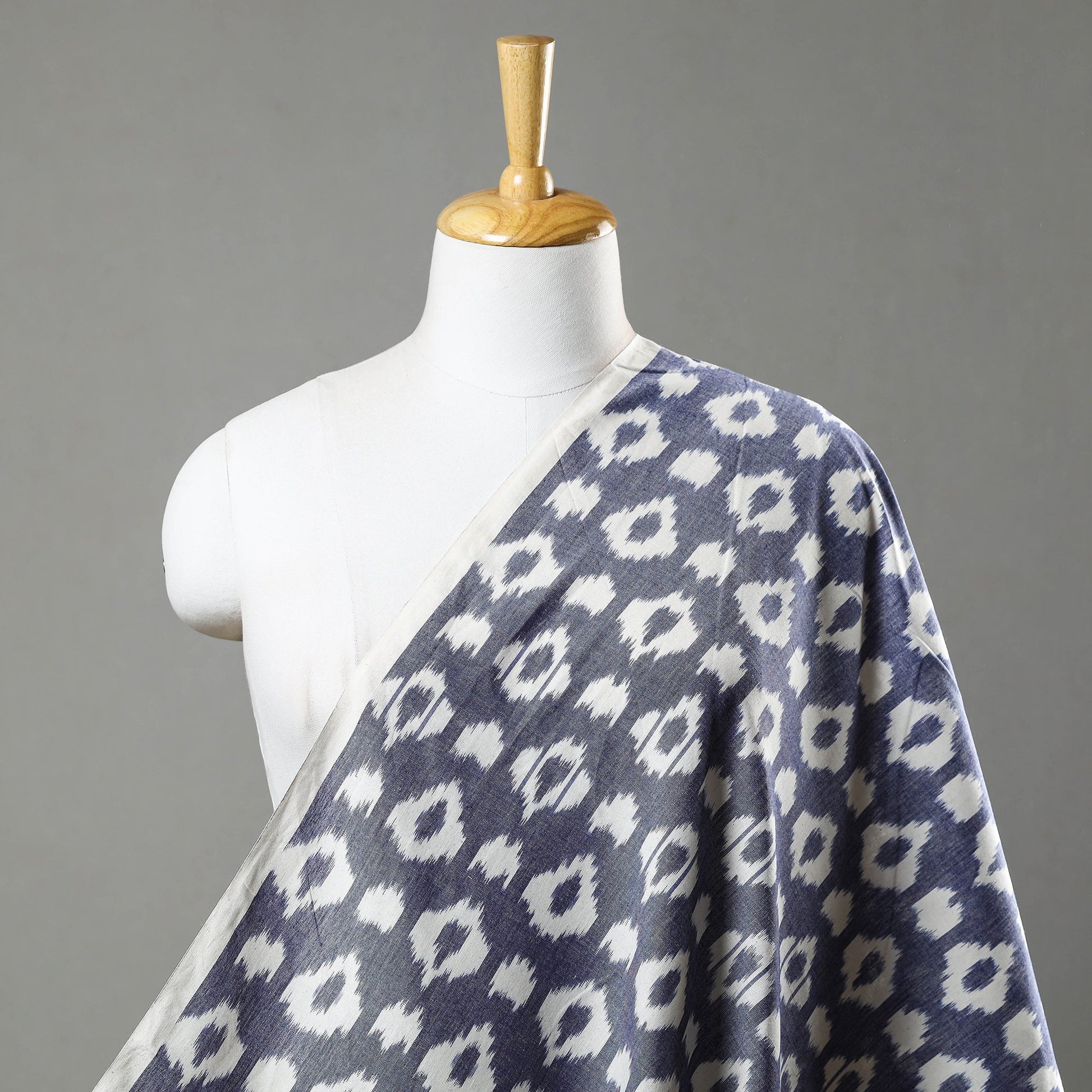 Blue - Central Asian Pochampally Ikat Cotton Fabric 12